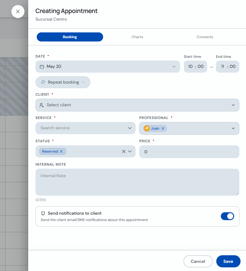 Creating Appointment form with booking fields
