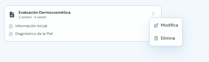 Menu di una scheda con l'opzione Modifica