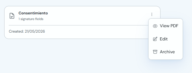 Consent document menu with the Edit option