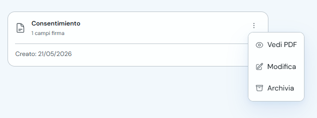 Menu di un consenso con l'opzione Modifica