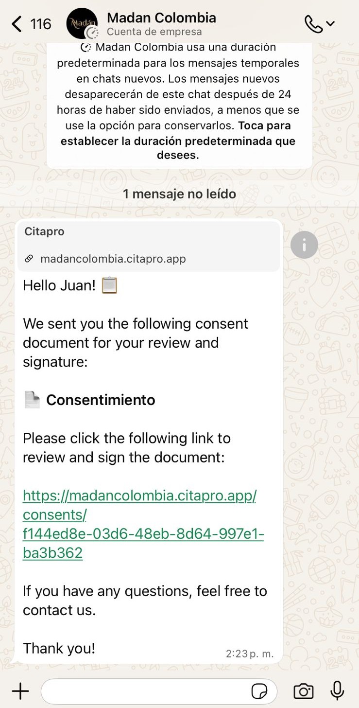 Email with link to sign the consent