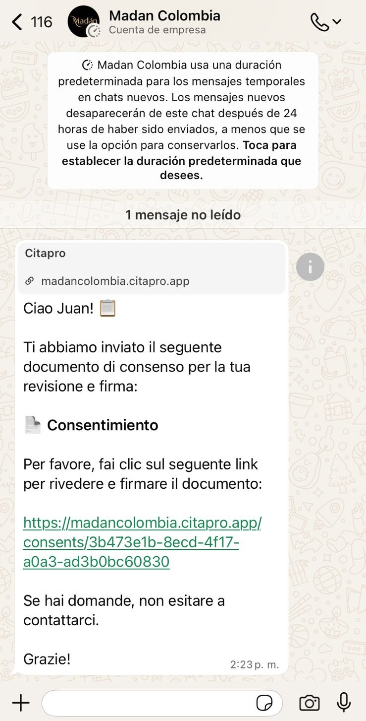 E-mail con link per firmare il consenso
