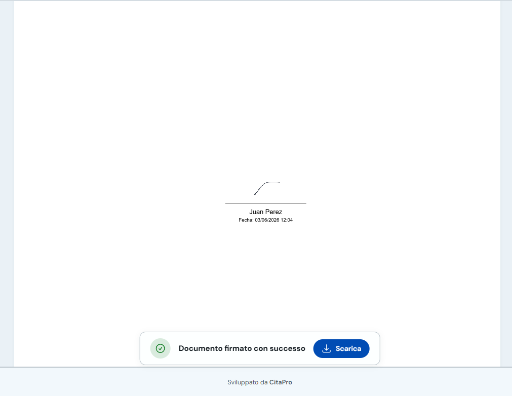 Conferma documento firmato con opzione Scarica