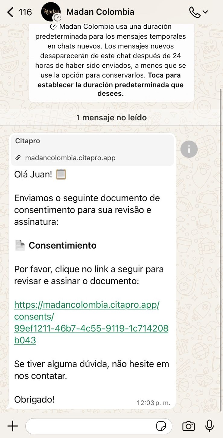 E-mail com link para assinar o consentimento